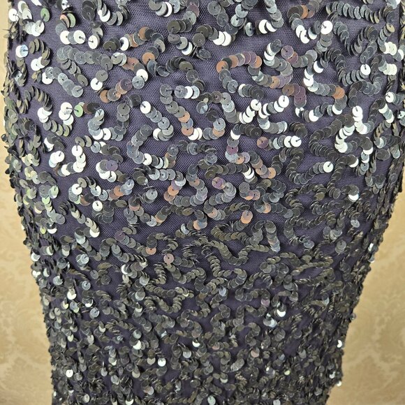 Pisarro Nightse Size 4 Slate Gray Sequin Dress Sleeveless Cowl Back Side Zip NWT - Picture 11 of 16